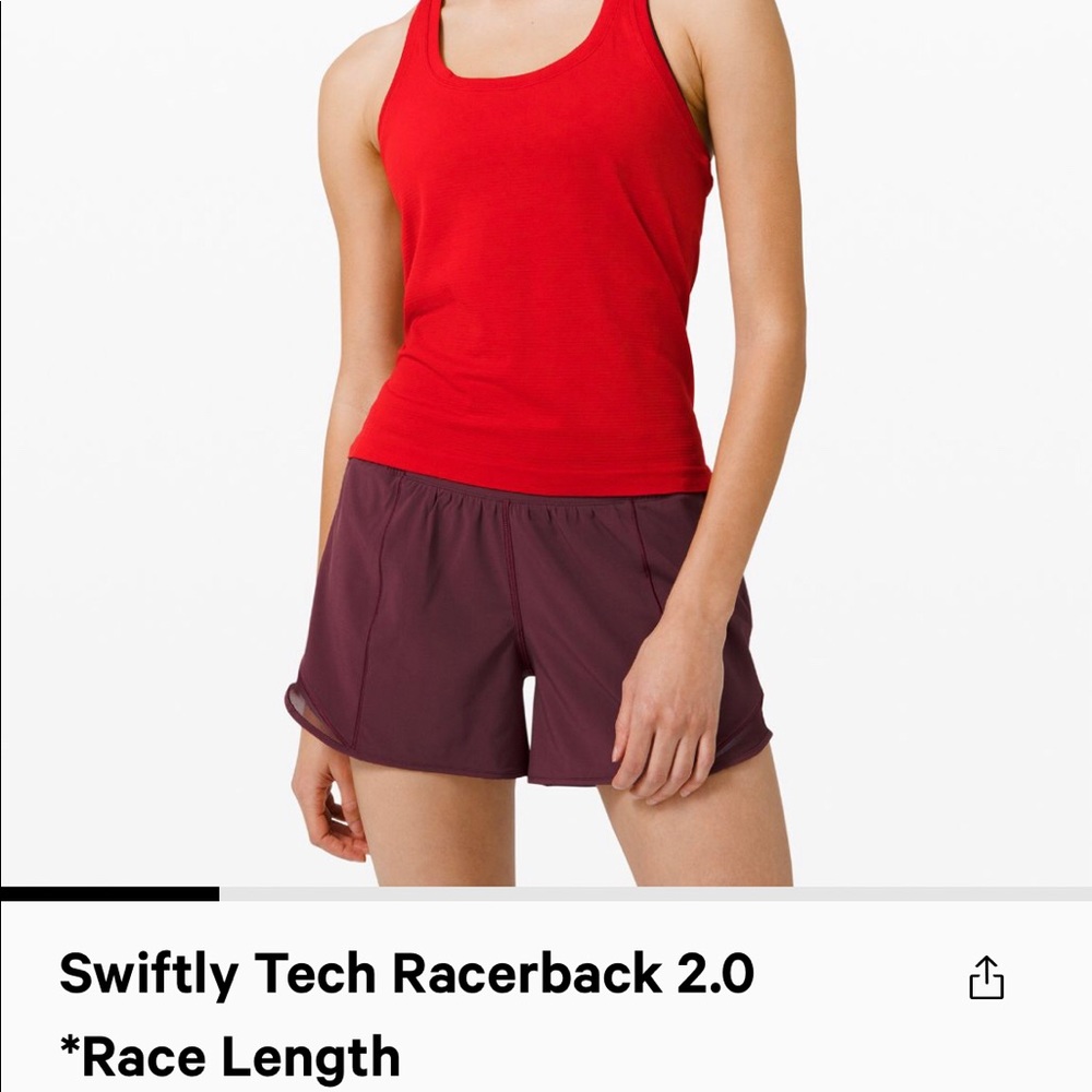 lululemon swiftly tech racerback top - race length